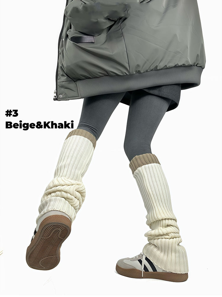 5 Colors Contrast Trim Knitted Leg Warmers