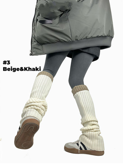 5 Colors Contrast Trim Knitted Leg Warmers