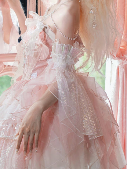 Pink / Blue Tulle Sleeves