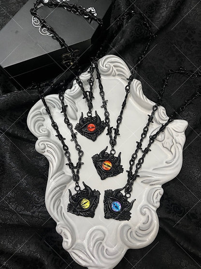 Red/Blue/Yellow/Orange Punk Rock Gothic Demon Eye Thorn Necklace