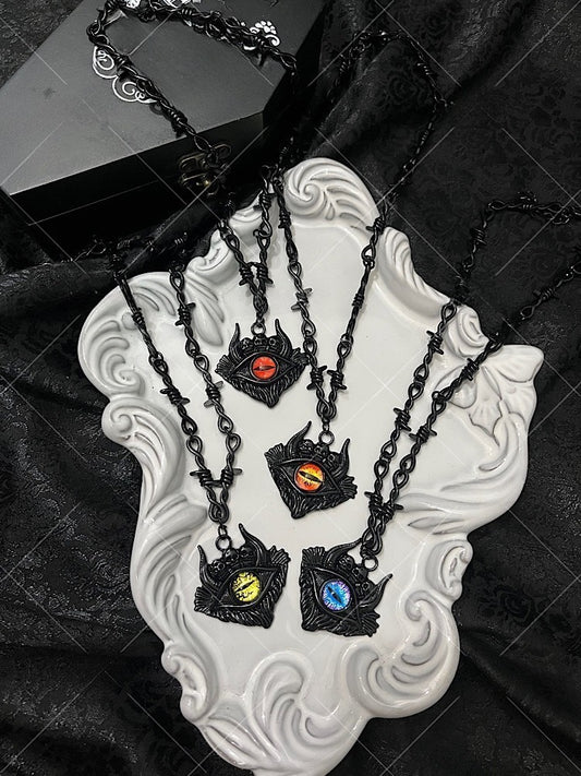 Red/Blue/Yellow/Orange Punk Rock Gothic Demon Eye Thorn Necklace