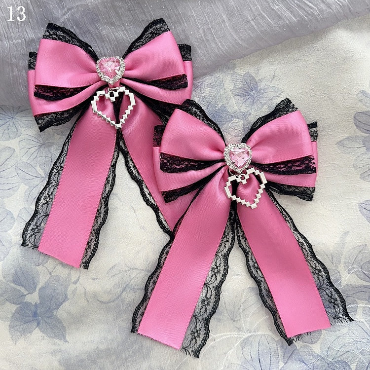 15 Options Heart Decorated Bowknot Hairclips