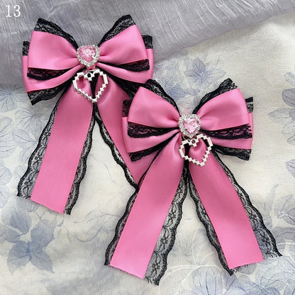 15 Options Heart Decorated Bowknot Hairclips