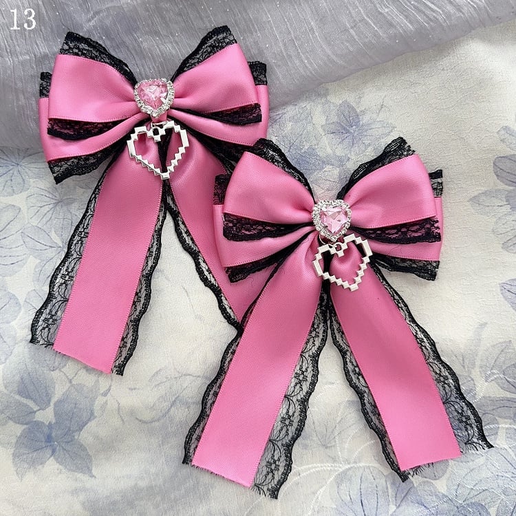 15 Options Heart Decorated Bowknot Brooches