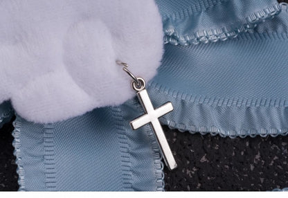 Cross Charm Blue and White Handmade Angel Wings Bowknot Hairclips