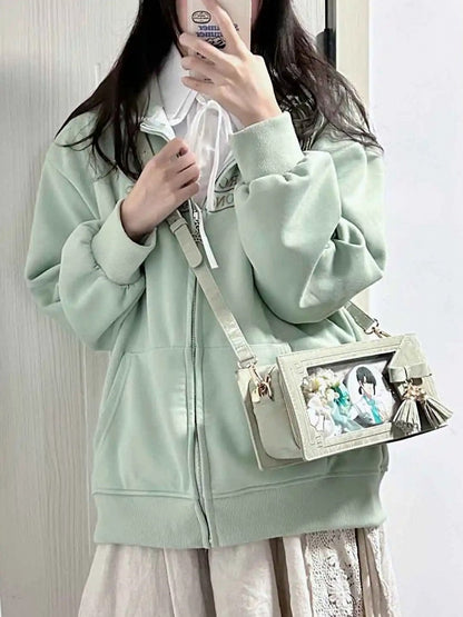 Green PU Floral Pattern Cheongsam Style Ita Bag With Bow & Fringe Accent