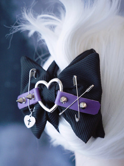 Black And Purple Heart Buckle With Studs And Pins Claw Clip
