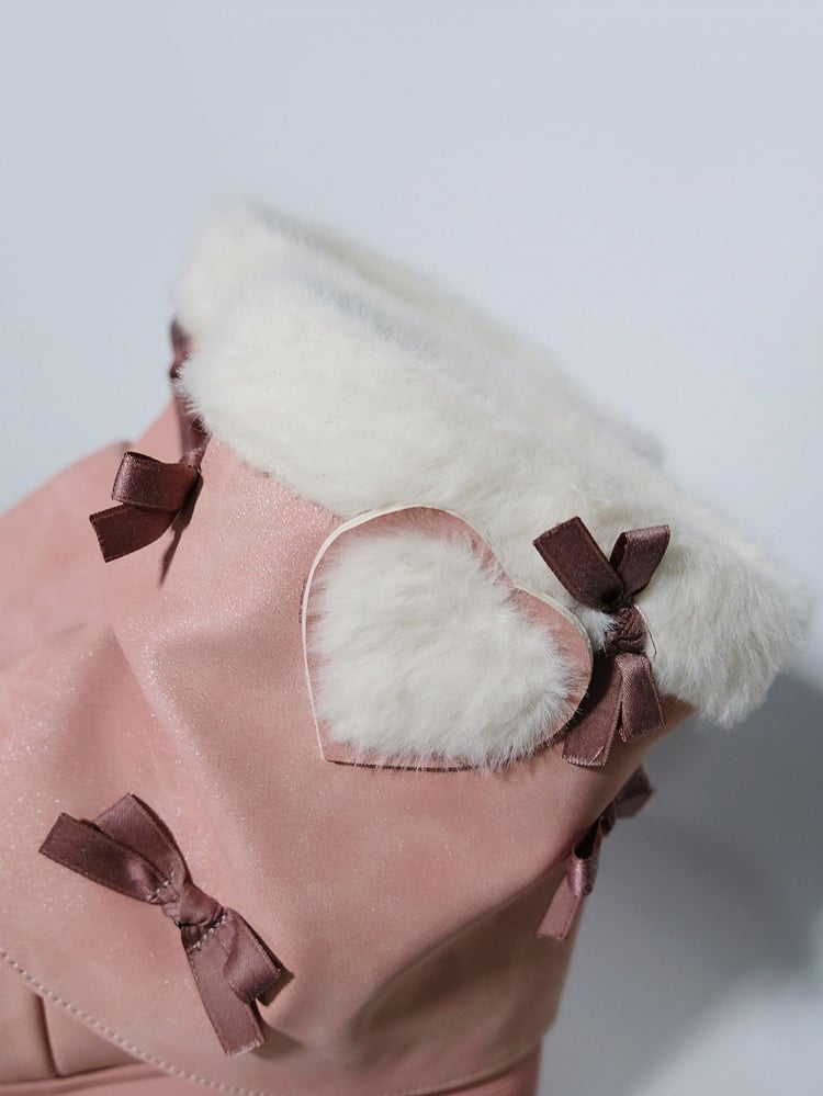 Bow Accents Pink Sweet Winter Boots