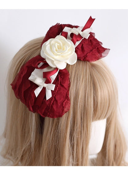 Red Camellia Decorated Bowknot KC