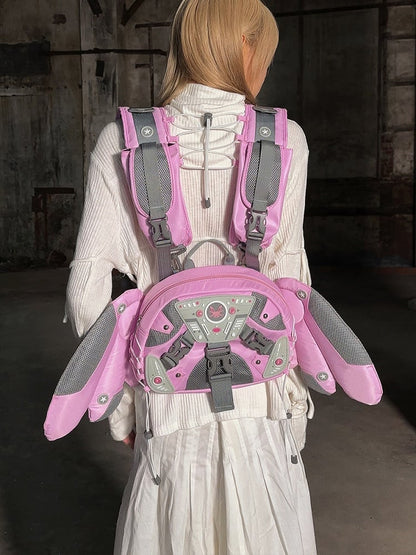 Pink Angel Mech Bag with Detachable Wings & Convertible Strap