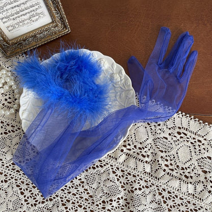 9 Color Options Shaggy Cuffs Tulle Gloves