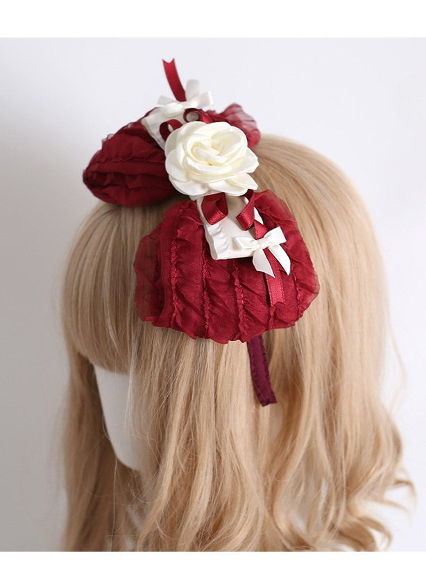 Red Camellia Decorated Bowknot KC