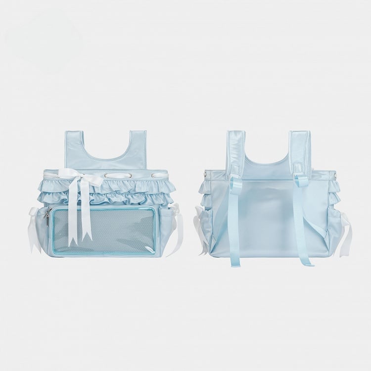 Blue Ruffle Trim Bow Accents Balletcore Ita Backpack