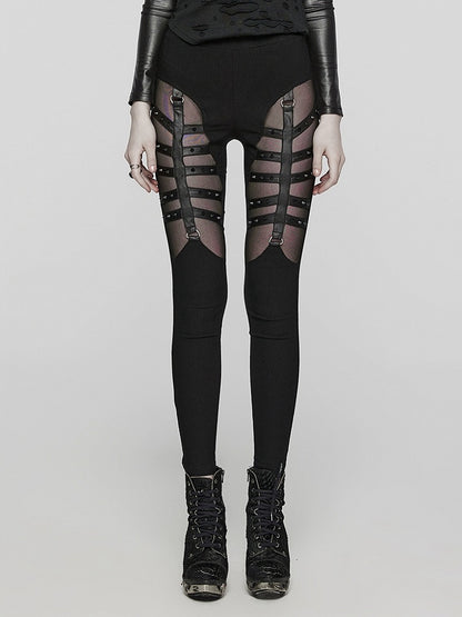 Black Punk Hollow Leggings
