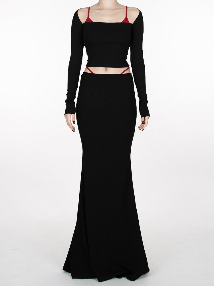 Black Floor Length Glamorous Mermaid Skirt