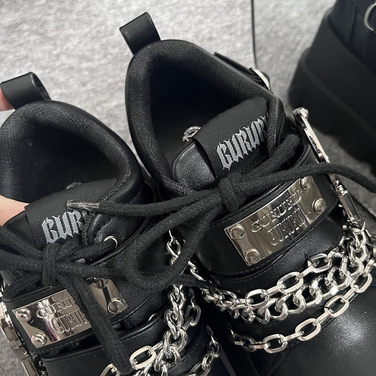 Y2K Handcuffs Design Detachable Chains Black Punk Platforms