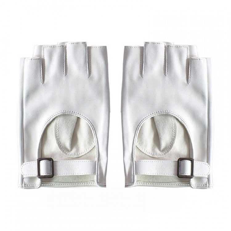 Black/White/Black&White Cyberpunk Buckle Finger Gloves