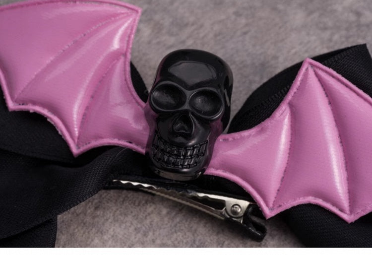 Hexagram Charm Pink Bat Wings Black Gothic Skull Bowknot Hairclips