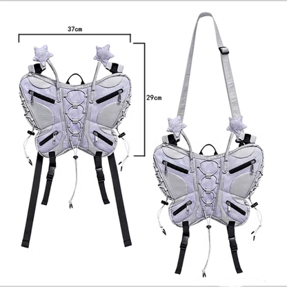 Gray/Pink Small Size Butterfly Backpack