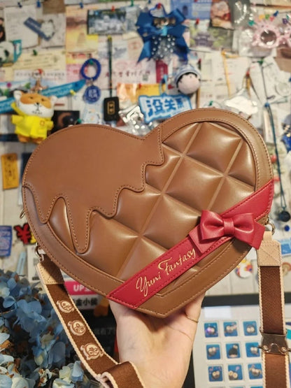 Brown Lolita Heart-shaped Ita Bag - Comes with Adjustable Strap
