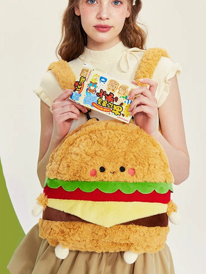 Yellow Cute Plush Hamburger Backpack
