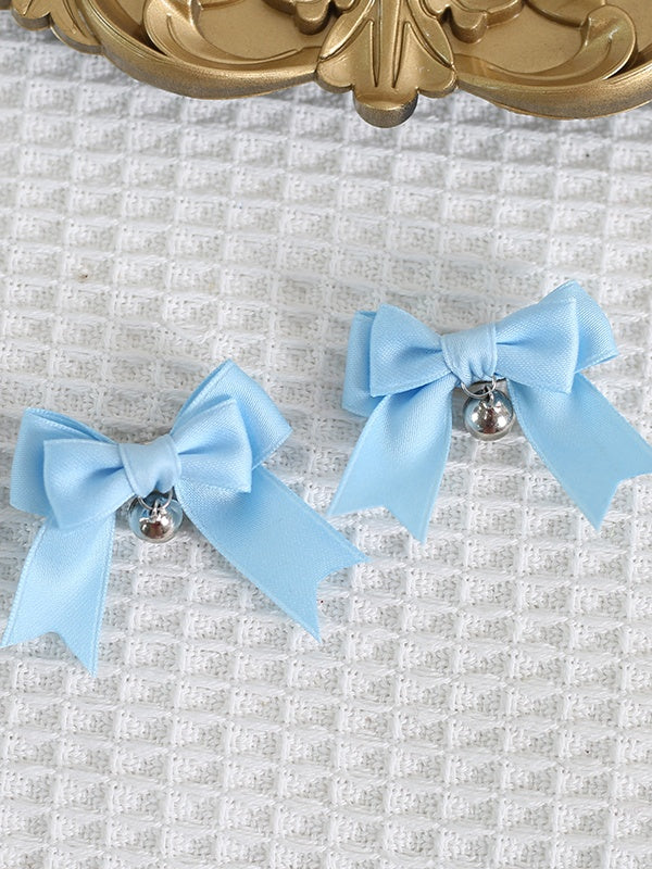 14 Colors A Pair of Cute Bowknot Hairclips with Bell Charm