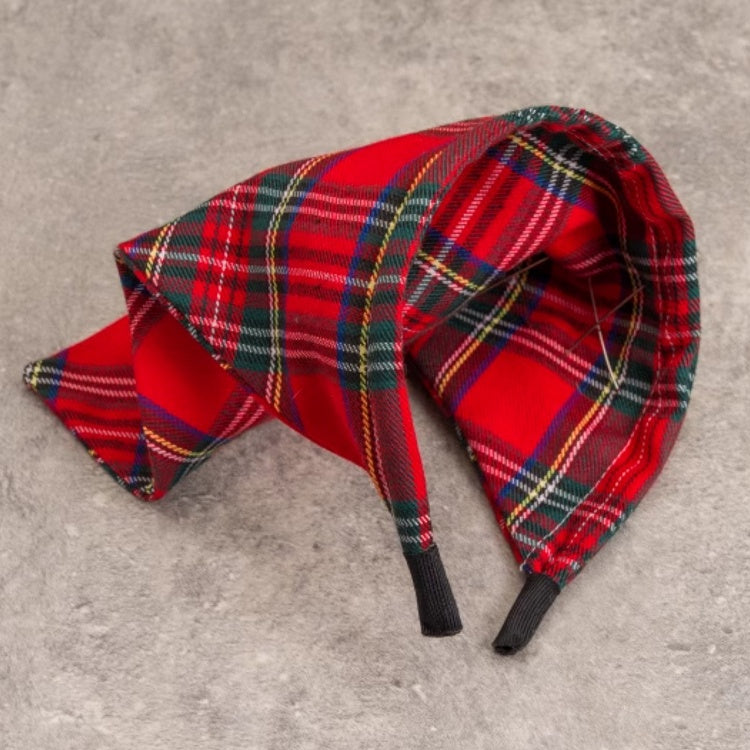 Cross and Pins Red Plaid Goth Punk Triangle Scarf KC