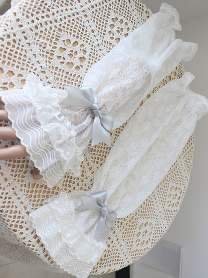 10 Color Options Detachable Bowknot Details Lace Trim Sleeves