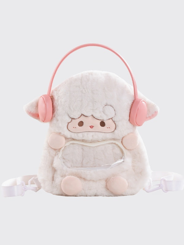 White Cute Lamb-shaped Plush Backpack Middle/Large Size