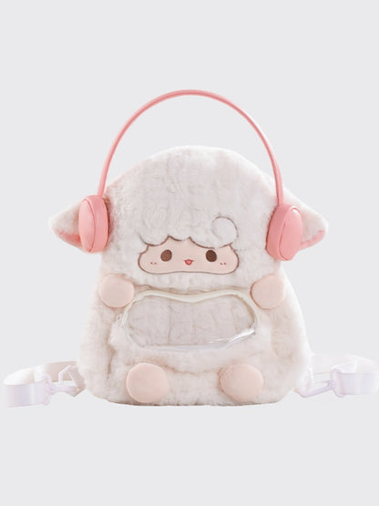 White Cute Lamb-shaped Plush Backpack Middle/Large Size