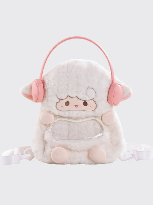 White Cute Lamb-shaped Plush Backpack Middle/Large Size