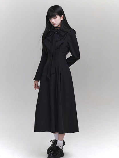 Gothic Black Jablt Collar High Waist Dress