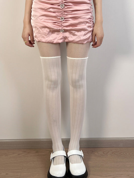Black/White Striped Pattern Tights