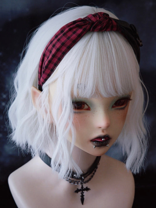 Black And Red Plaid Pattern Knot With Buckle Design KC