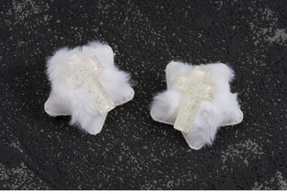 White Handmade Plush Cross Star-shaped Hairclips