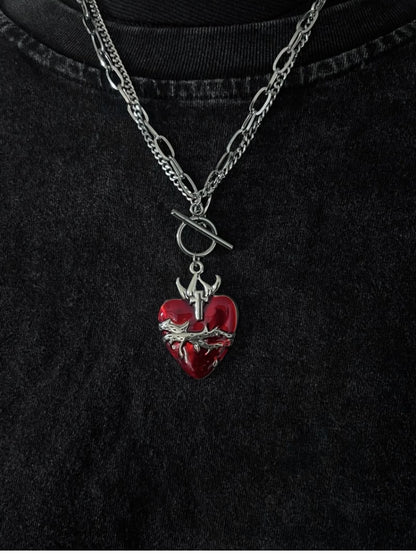Red Thorn Heart-shaped Pendant Necklace