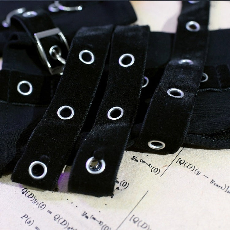 Black Cyberpunk Buckle Details Gloves