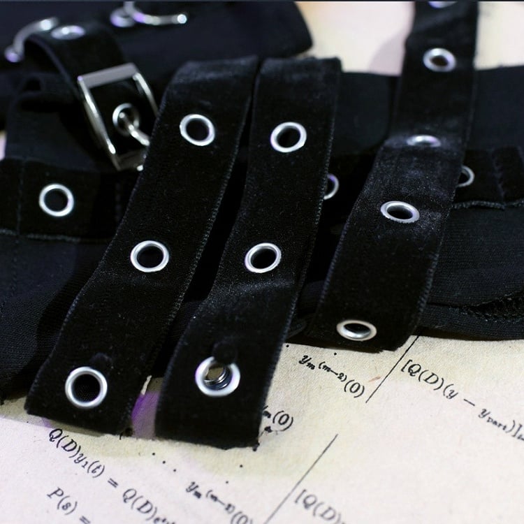 Black Cyberpunk Buckle Details Gloves