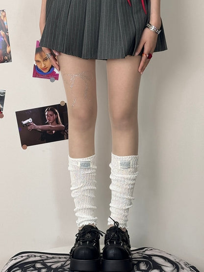 Nude Rhinestone Bowknot Decorated Tights