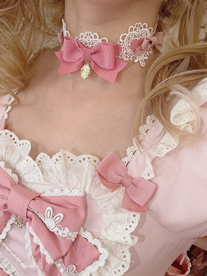 Pink Bowknot Details Choker