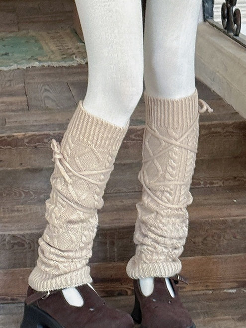 White/Beige/Light Grey/Camel/Dark Grey/Black Y2K Knitted Leg Warmers