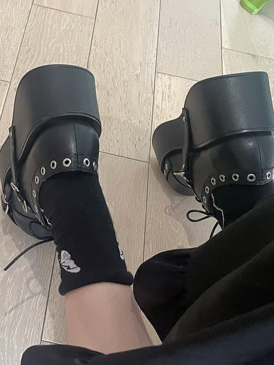 Punk Black Buckle Straps Gothic Platforms