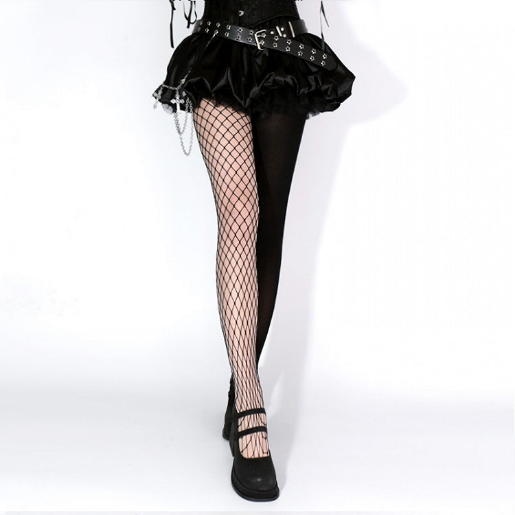 Black Asymmetrical Design Punk Fishnet Tights