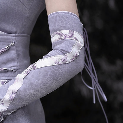 Purple Satin Thumbhole Cuffs Sleeves