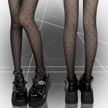 Devil Wings Design Black Stud Detail Buckle Ankle Strap Platform Mary Janes