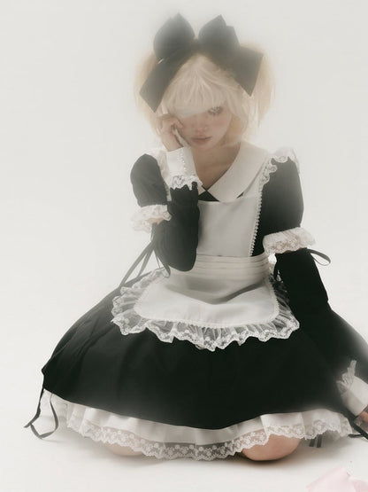 Plus Sizes Available Black Short Version Maid One Piece + Apron