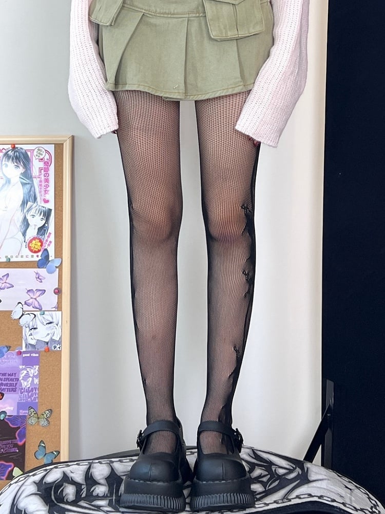 Red/Black Hollow-out Tights