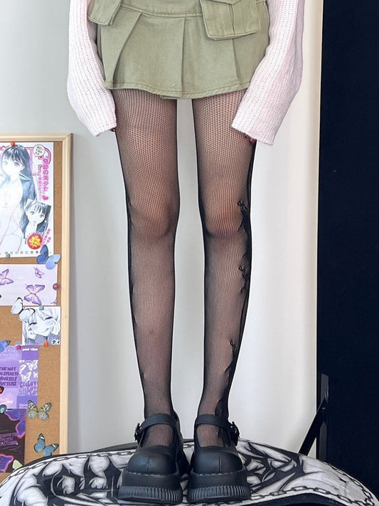 Red/Black Hollow-out Tights