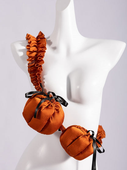 Fan Art Fashion Miss Devil Black Dress with Pumpkins Crossbody Full Set