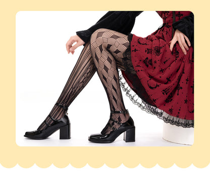 Black Diamond Pattern Lolita Fishnet Tights